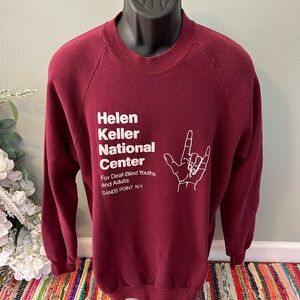 80s Helen Keller National Center Crewneck Sweatshirt Puff Print Jerzees XL
